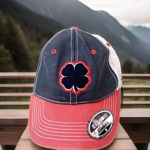 Black Clover Two Tone Trucker Hat Navy Red White Mesh Snapback NWT
